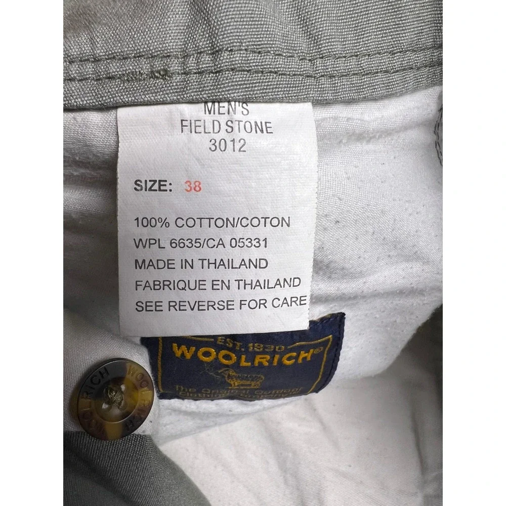 Woolrich Cargo Shorts Mens 38 Field Stone Grey Green 100% Cotton Utility 3012